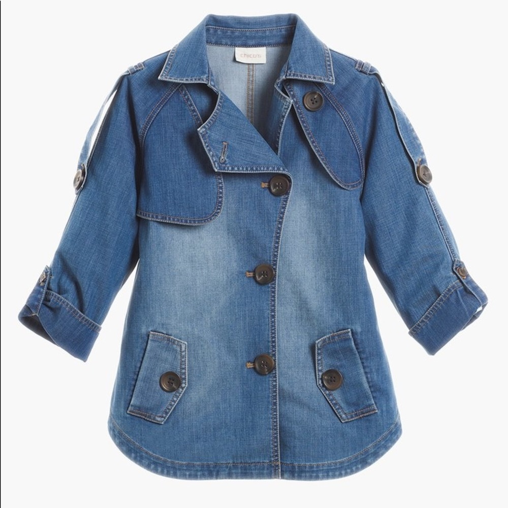 Chico’s Modern Denim Trench Coat, size 0